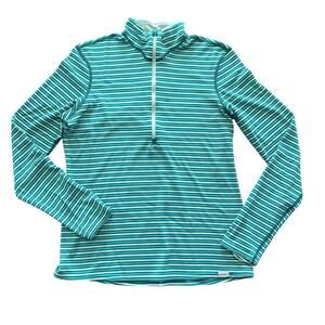 Patagonia Capilene 3 Midweight 1/4 Zip Pullover Womens Medium Teal Stripe